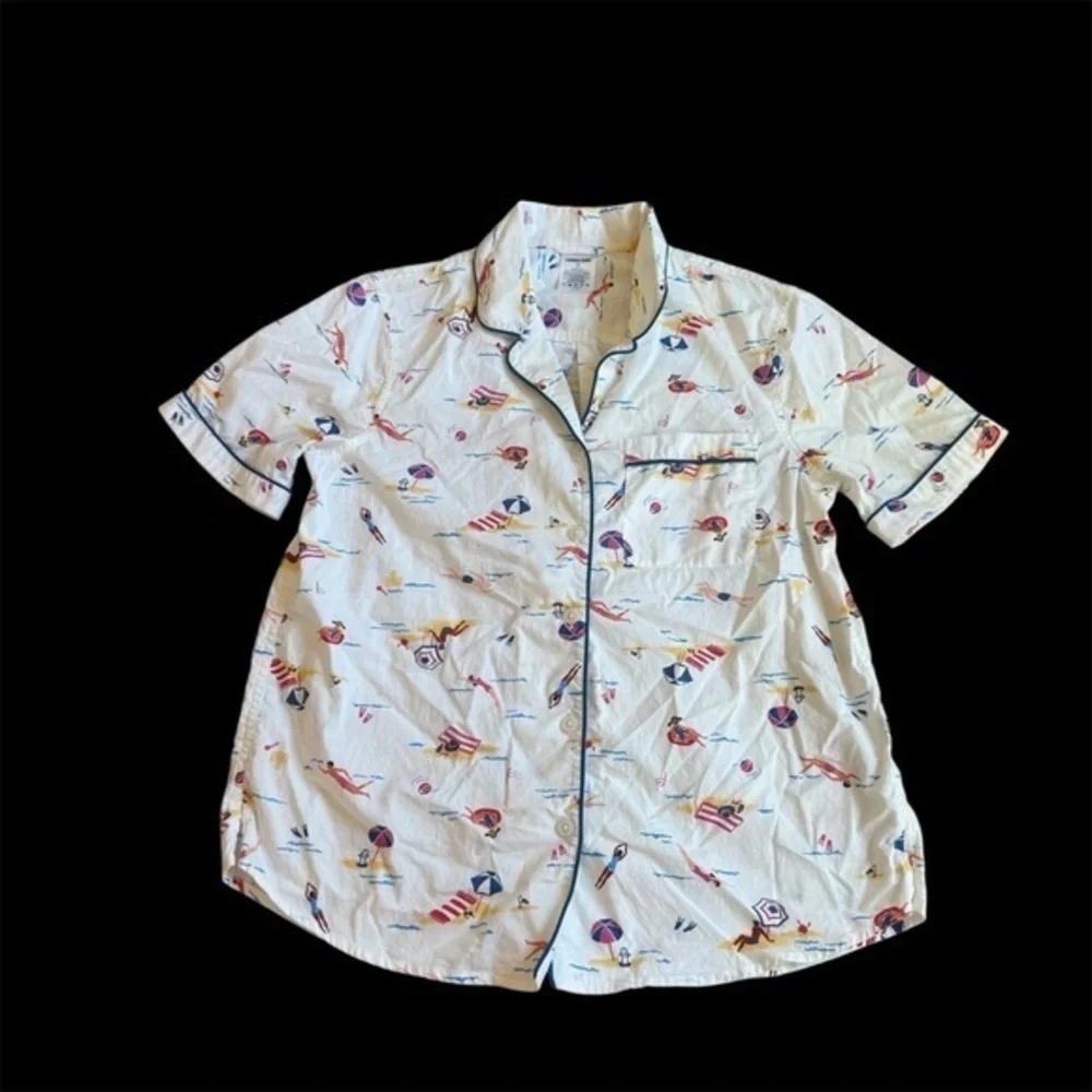 Lands’ End Cotton Beach Print Button Down Shirt – Size XS (2-4) - Picture 1 of 6